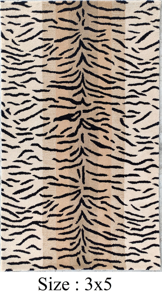 Hand Tufted Wool Area Rug Antelope Ombre Modern Animal